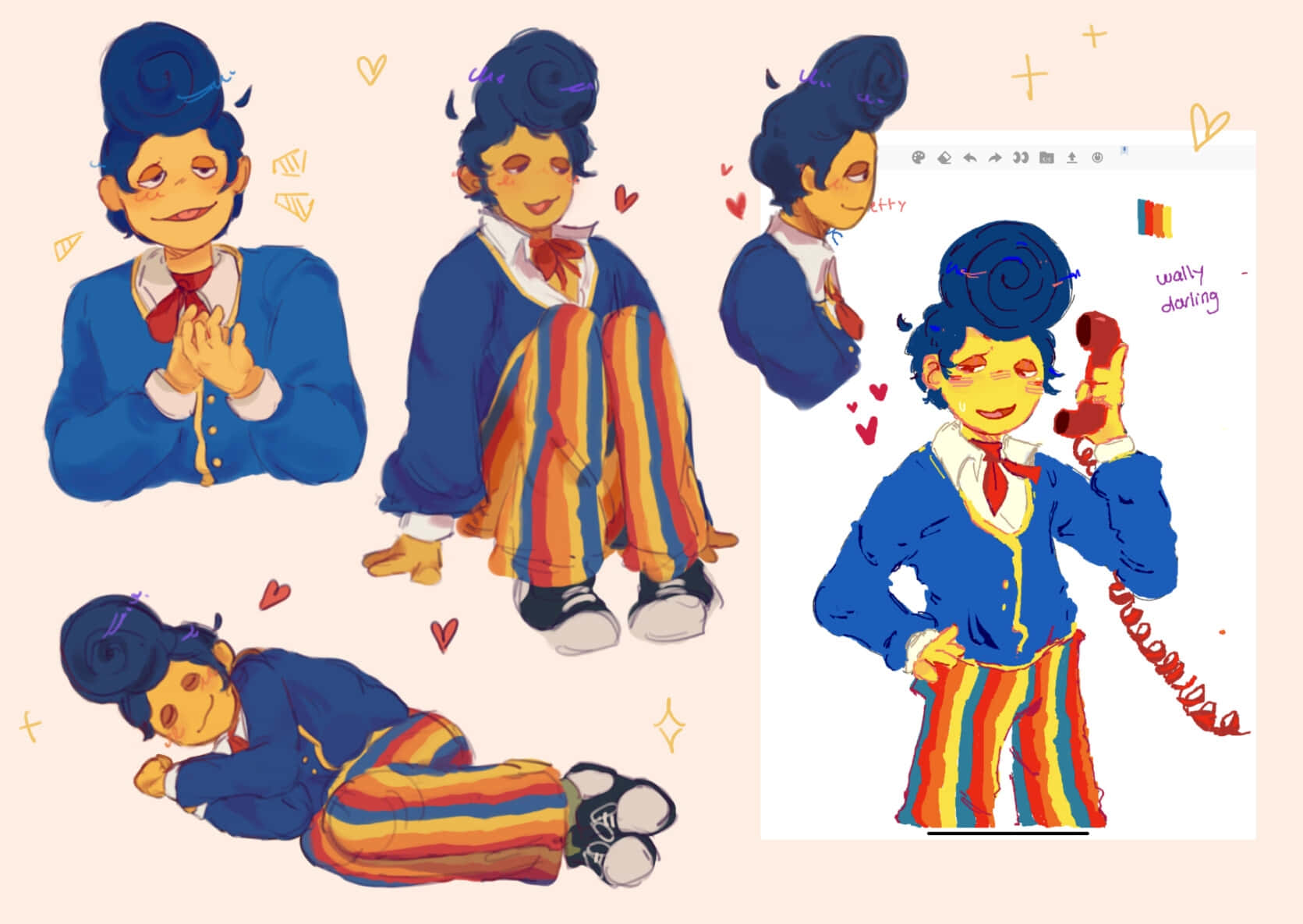 Colorful Clown Character Sketches Wallpaper