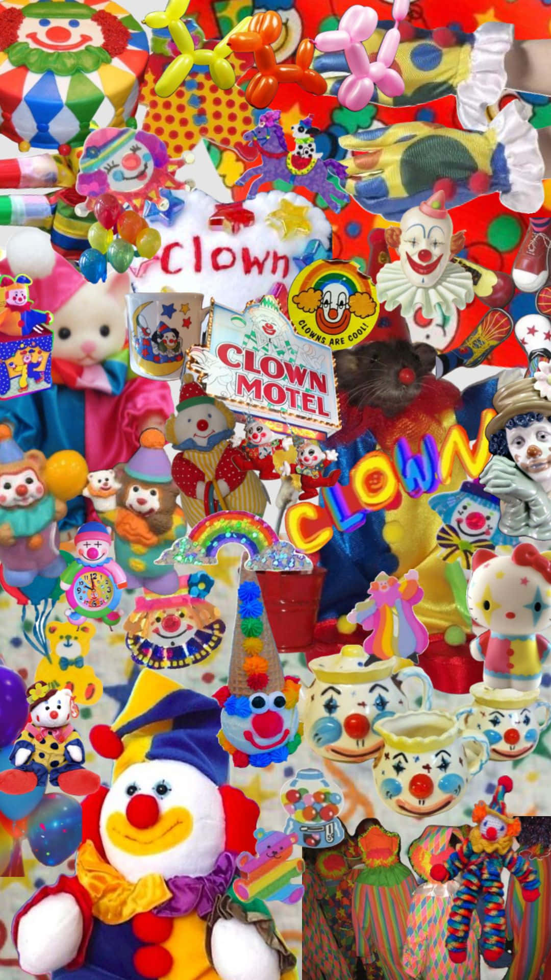 Colorful Clown Collage Aesthetic.jpg Wallpaper