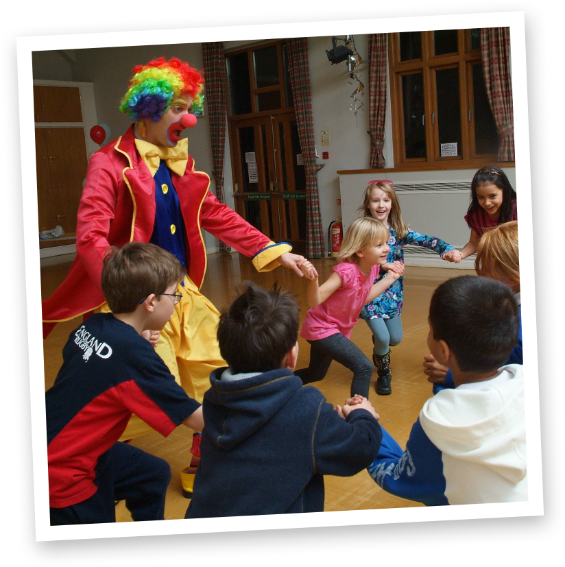 Colorful Clown Entertaining Children PNG