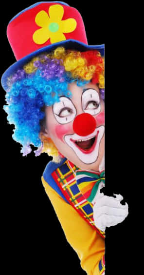 Colorful Clown Peeking PNG