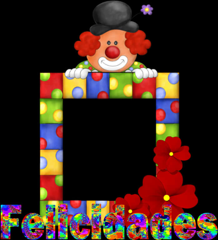 Colorful Clown Photo Frame Felicidades PNG