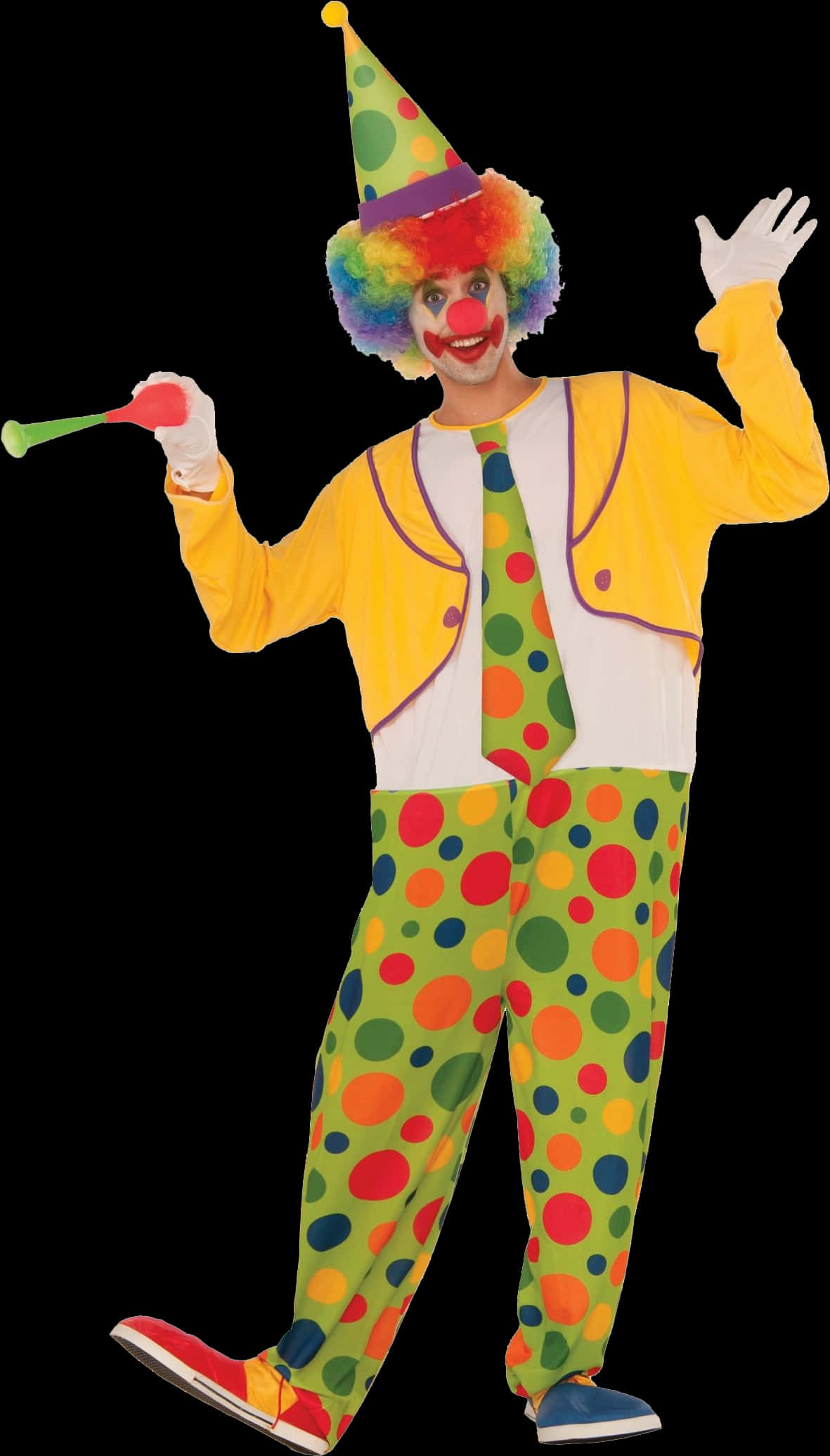 Colorful Clown Posing With Horn.jpg PNG