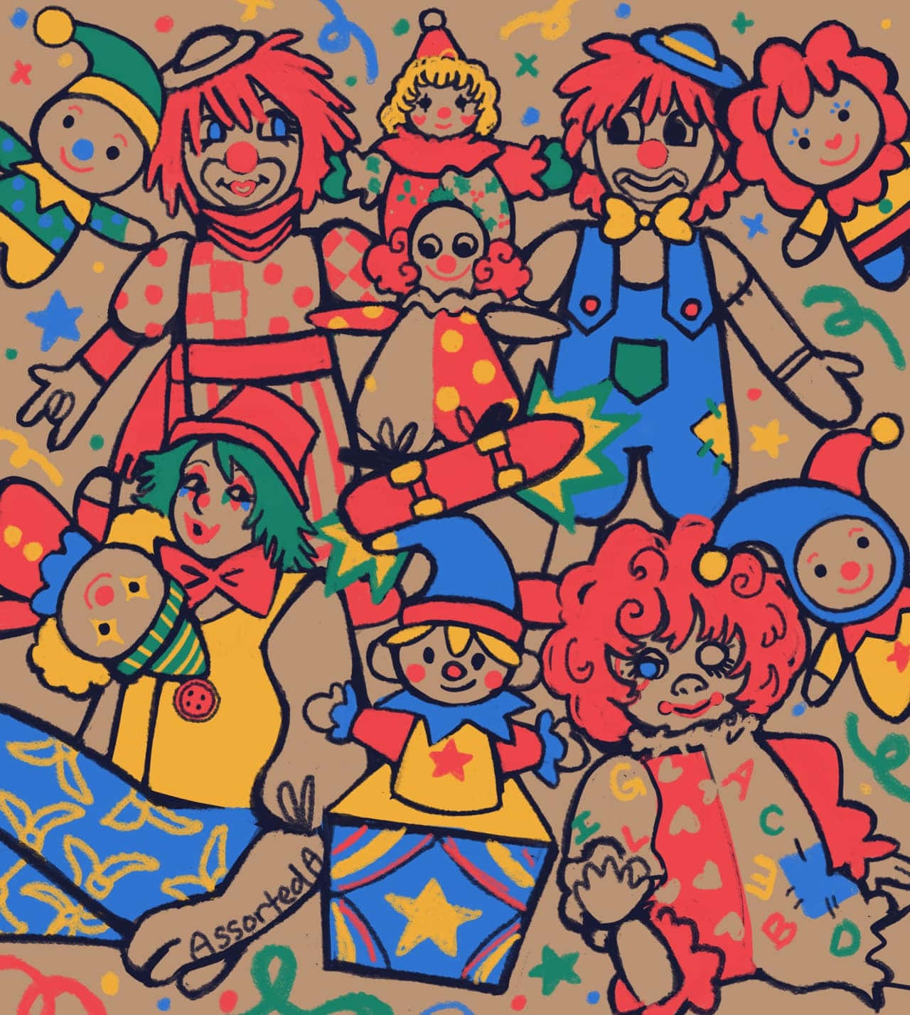 Colorful_ Clowncore_ Cartoon Wallpaper