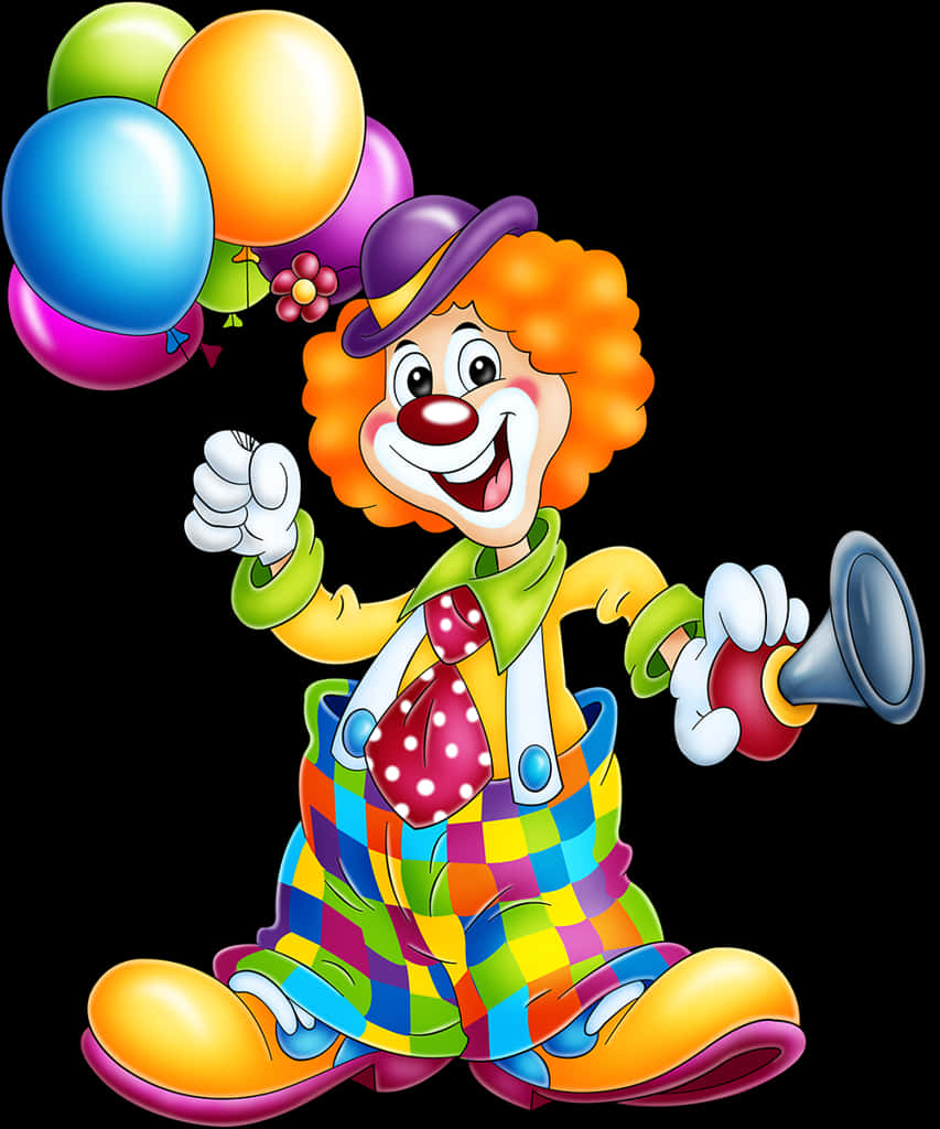 Colorful Clownwith Balloons PNG