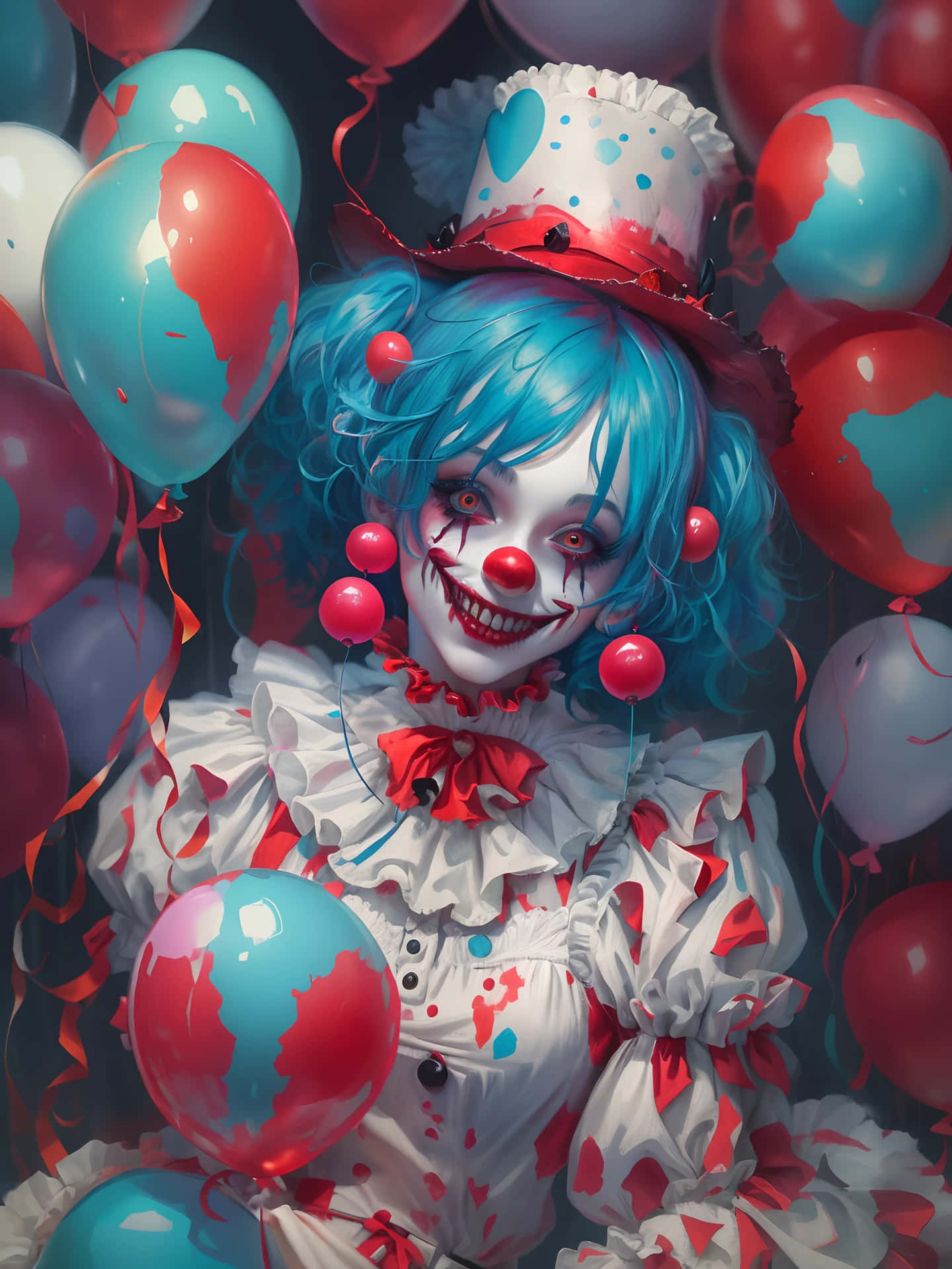 Colorful Clownwith Balloons Wallpaper