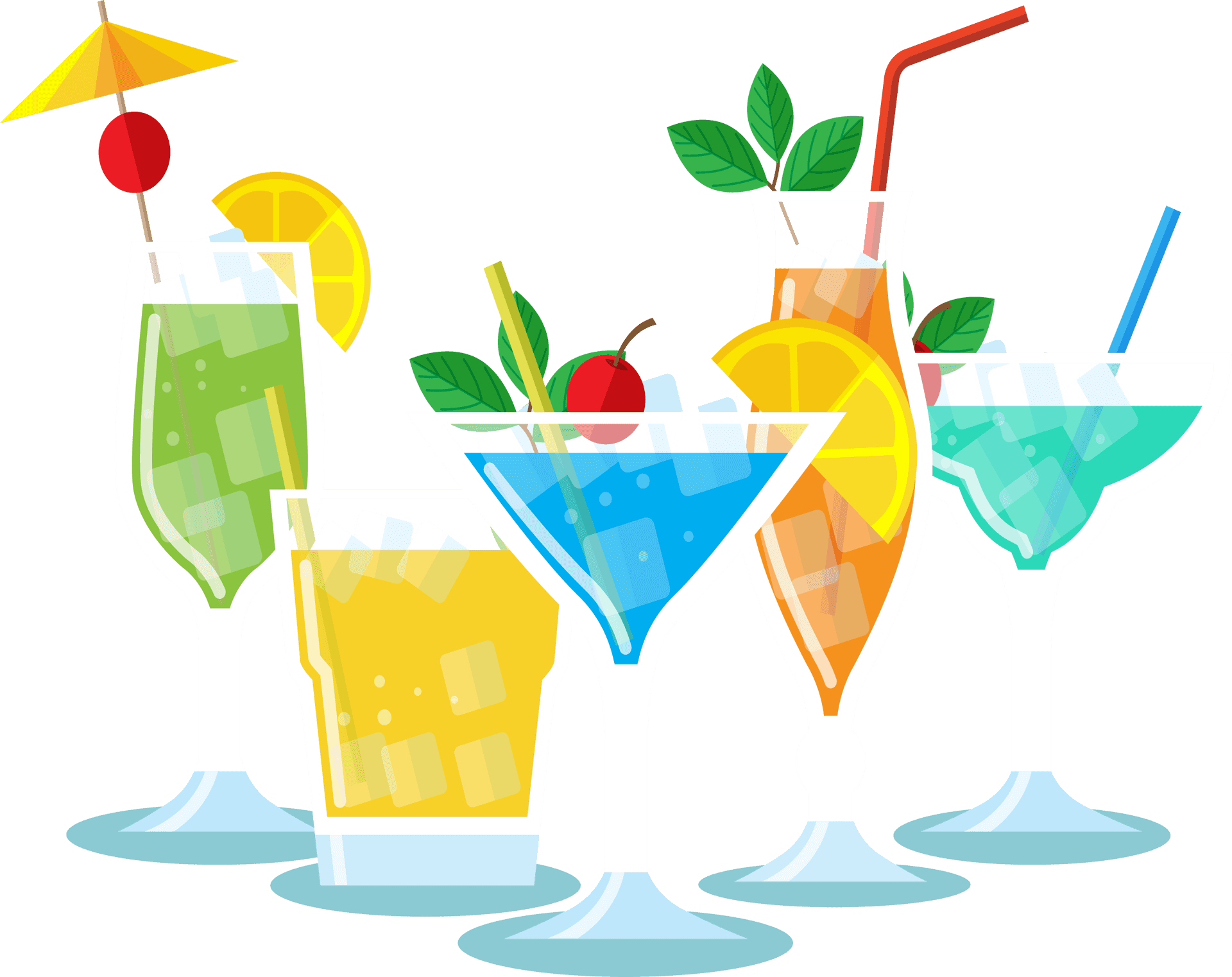 Colorful Cocktail Selection Illustration PNG