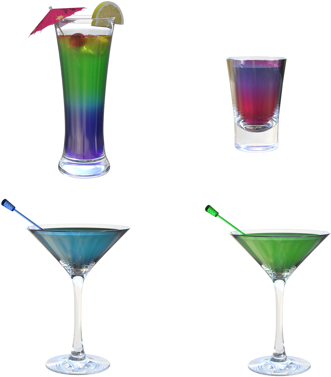 Colorful Cocktails Collection PNG