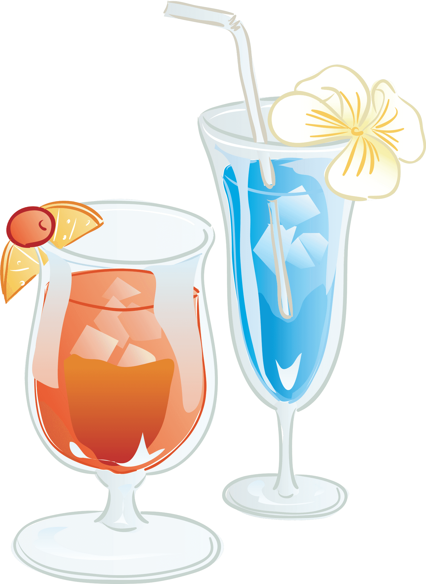 Colorful Cocktails Illustration PNG