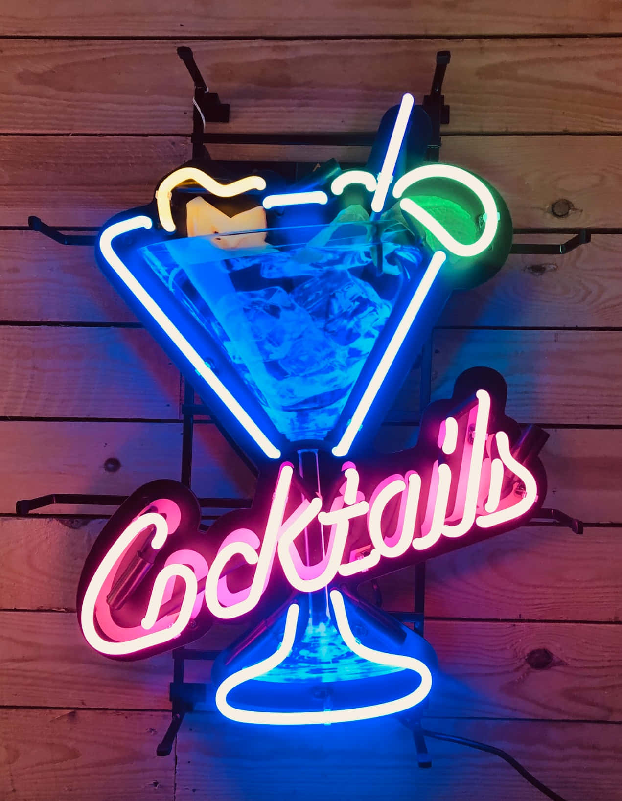 Colorful Cocktails Neon Sign Wallpaper
