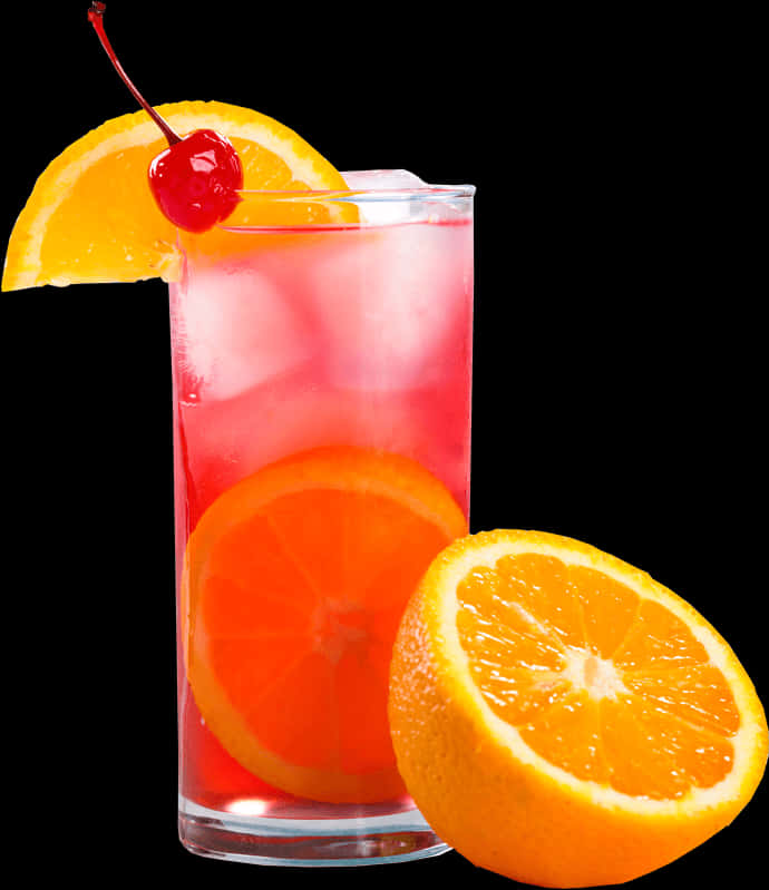 Download Colorful Cocktailwith Orangeand Cherry Garnish | Wallpapers.com