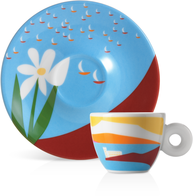 Colorful Coffee Cupand Saucer Design PNG