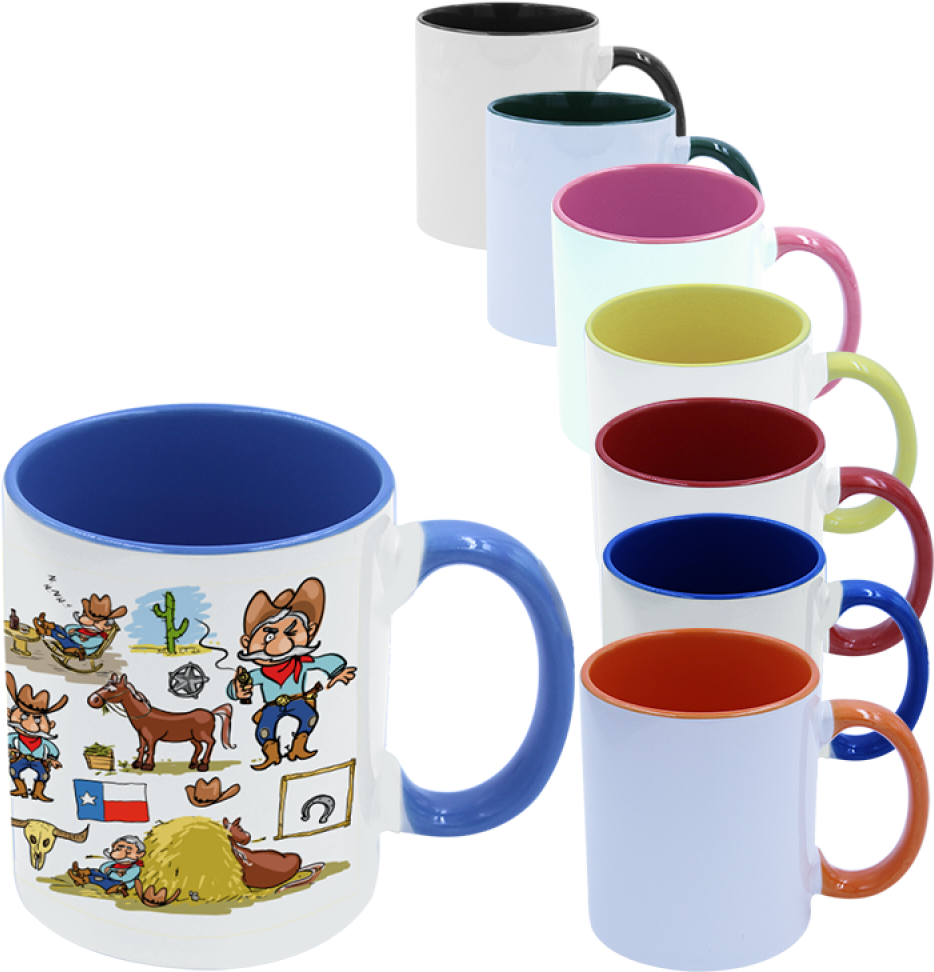 Colorful Coffee Mugs Collection PNG