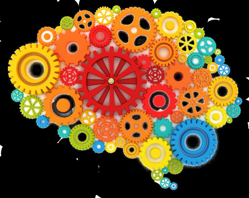 Colorful Cogs Brain Concept PNG