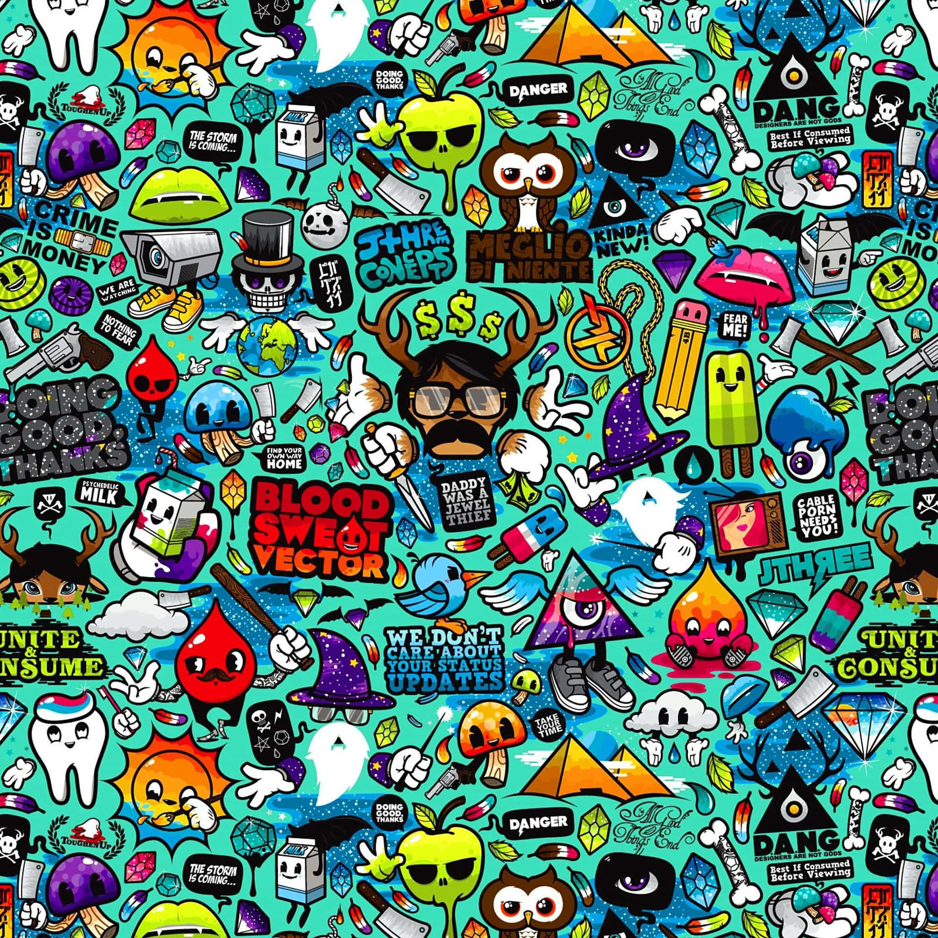 Colorful Collage Of Different Things Wallpaper