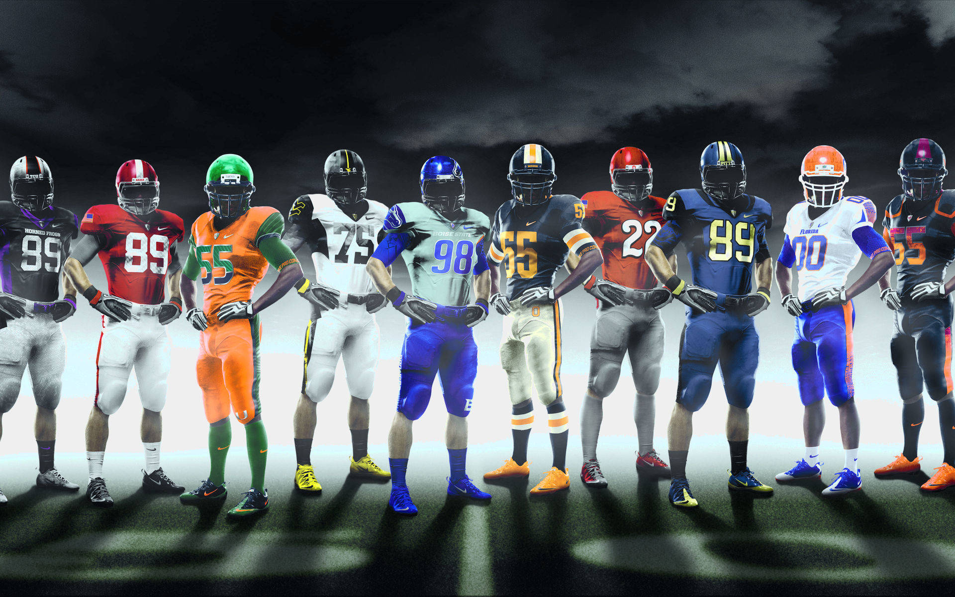 Colorful College Football Uniforms Wallpaper