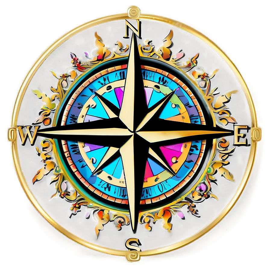 Colorful Compass Rose Illustration Png Kkm49 PNG