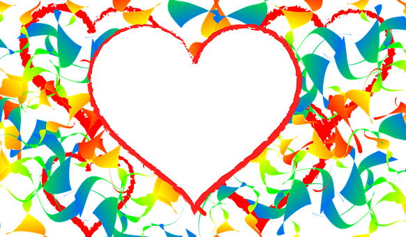 Colorful Confetti Heart Banner PNG