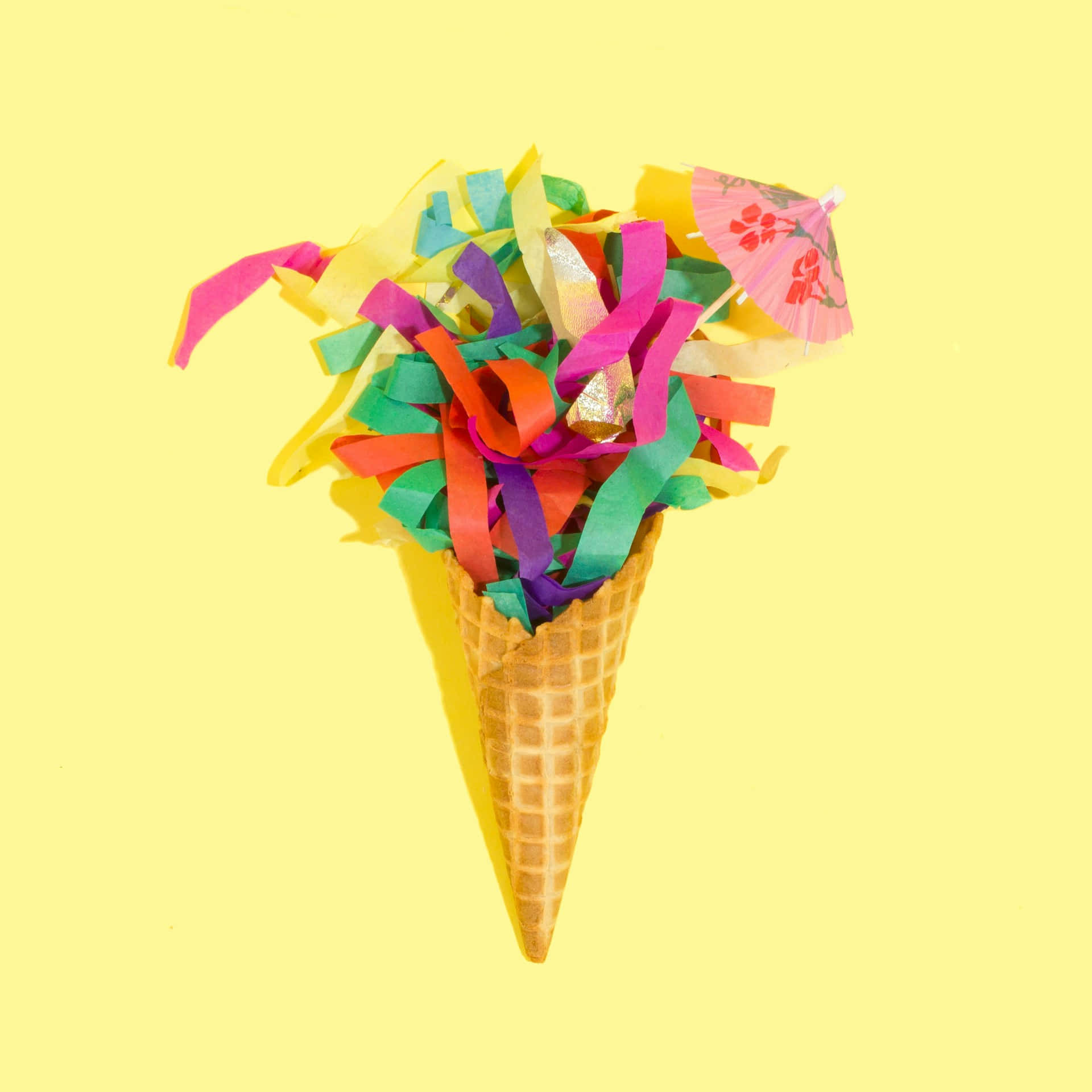Colorful Confetti Ice Cream Cone Wallpaper