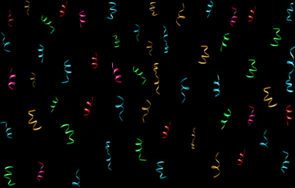 Colorful Confetti Streamerson Black Background PNG