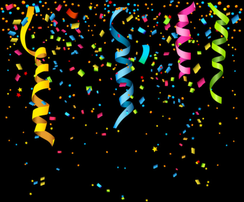 Colorful Confettiand Streamers PNG