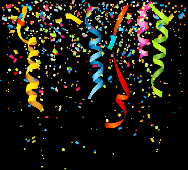 Colorful Confettiand Streamers PNG