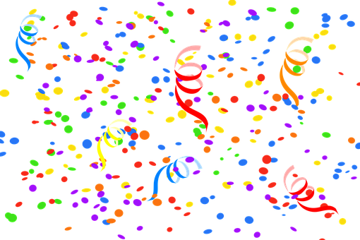 Colorful Confettiand Streamerson Black Background PNG