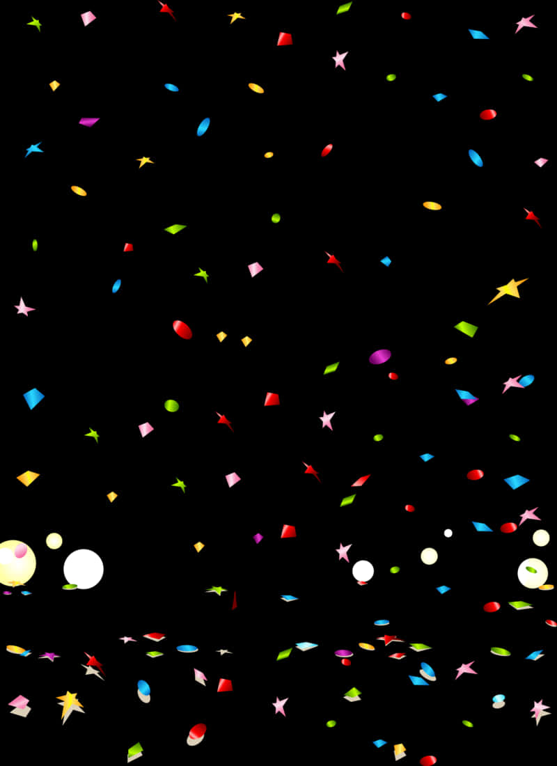 Colorful Confettion Black Background PNG