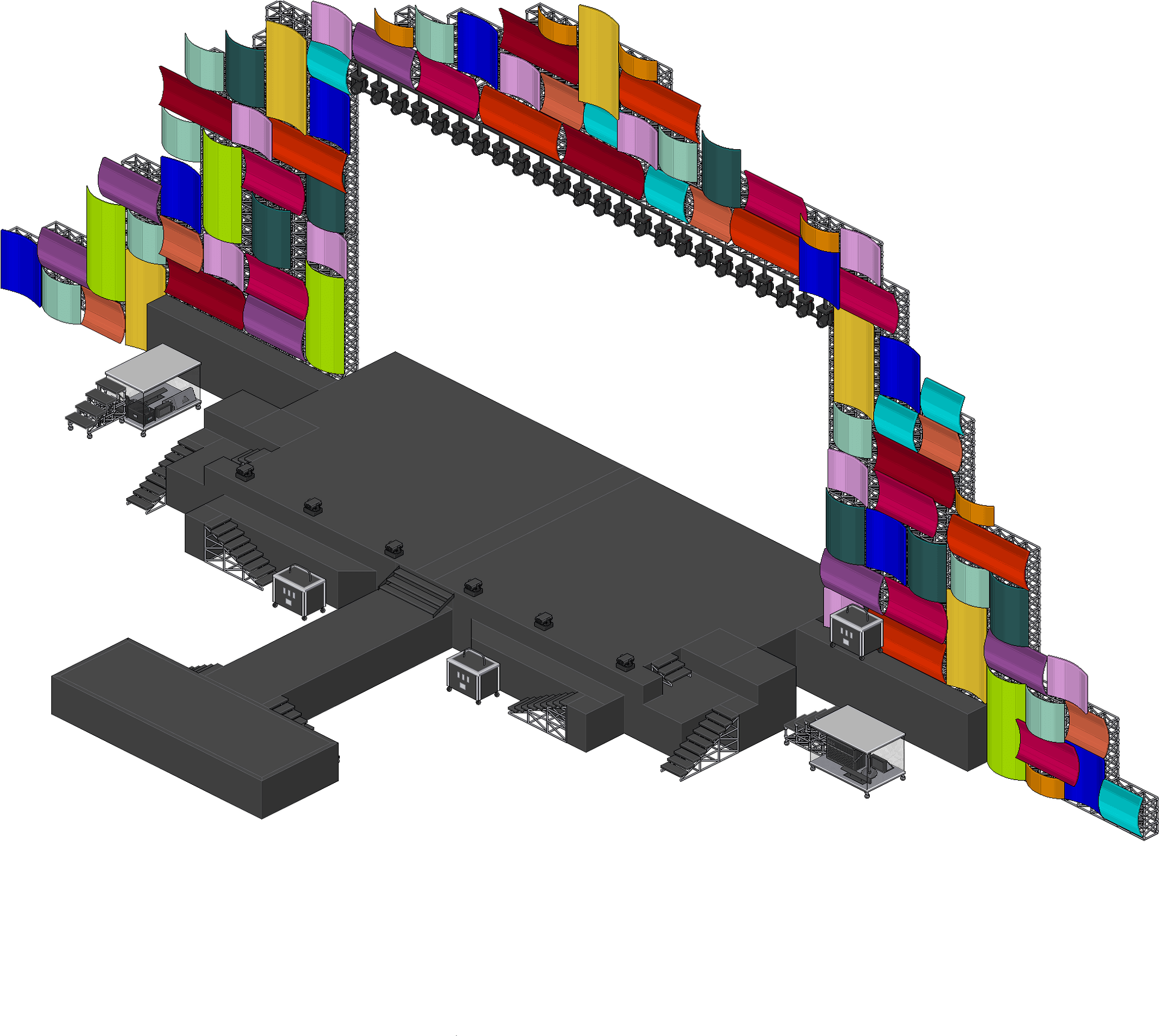 Colorful Container Stage Design PNG