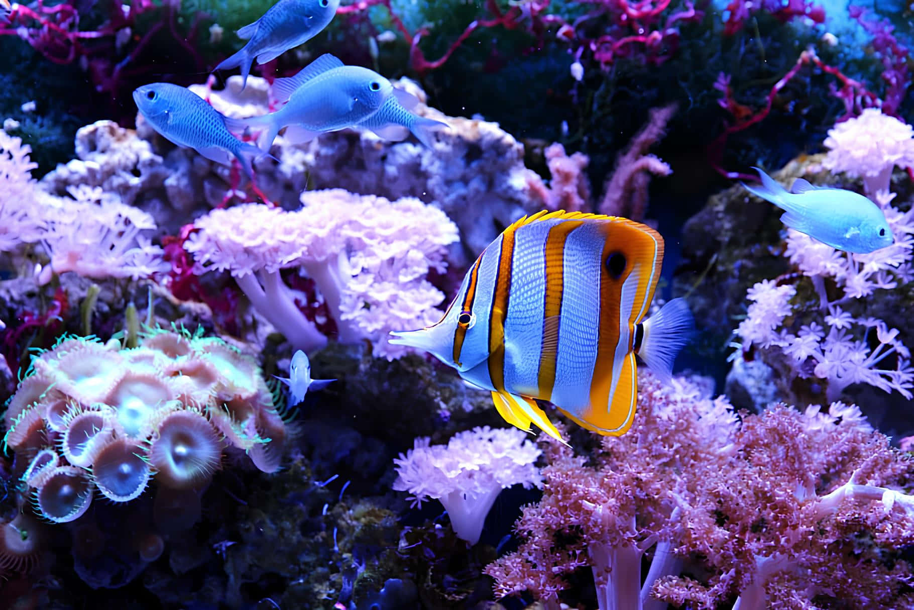 Colorful Copperband Butterflyfish Aquarium Wallpaper
