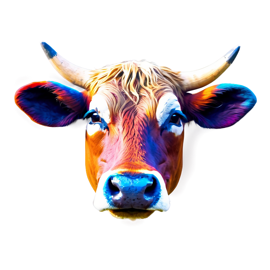 Colorful Cow Head Png 06212024 PNG