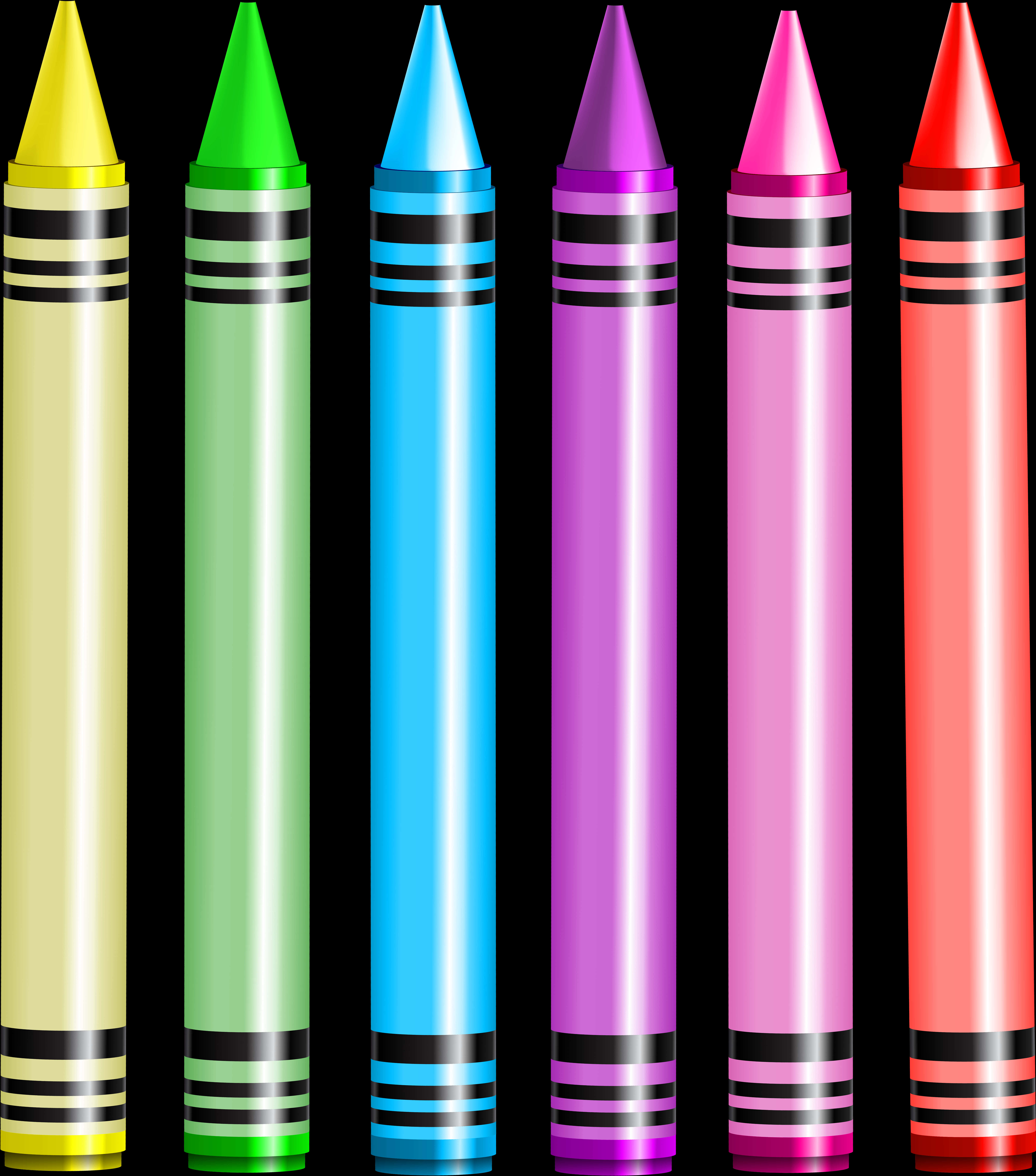 Colorful Crayons Array PNG