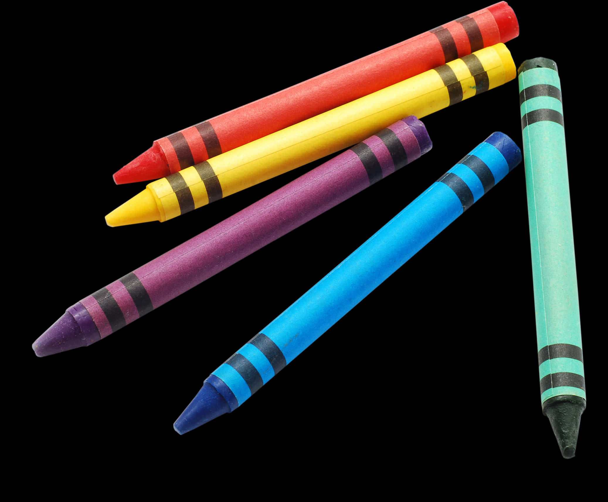 Colorful Crayons Black Background PNG