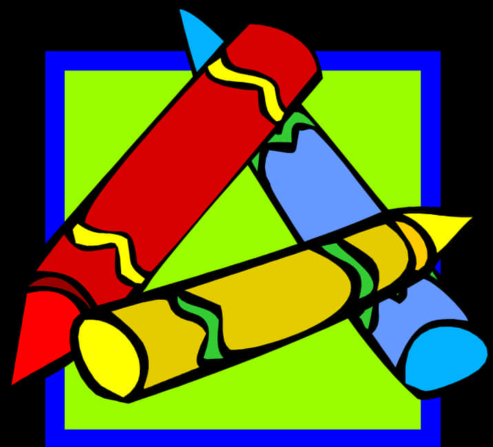 Colorful Crayons Crossed Graphic PNG