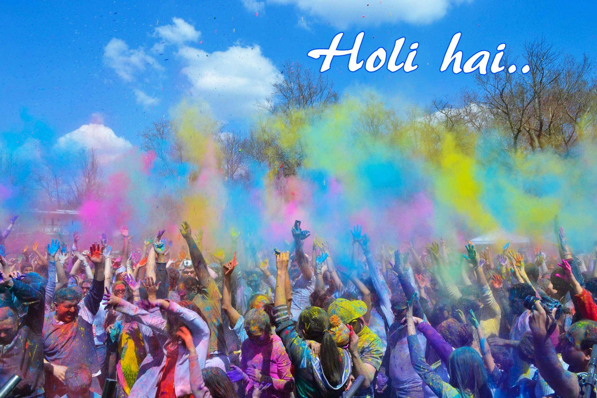 Colorful Crowd Happy Holi HD Wallpaper