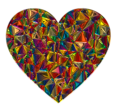 Colorful Crystal Heart Valentines PNG
