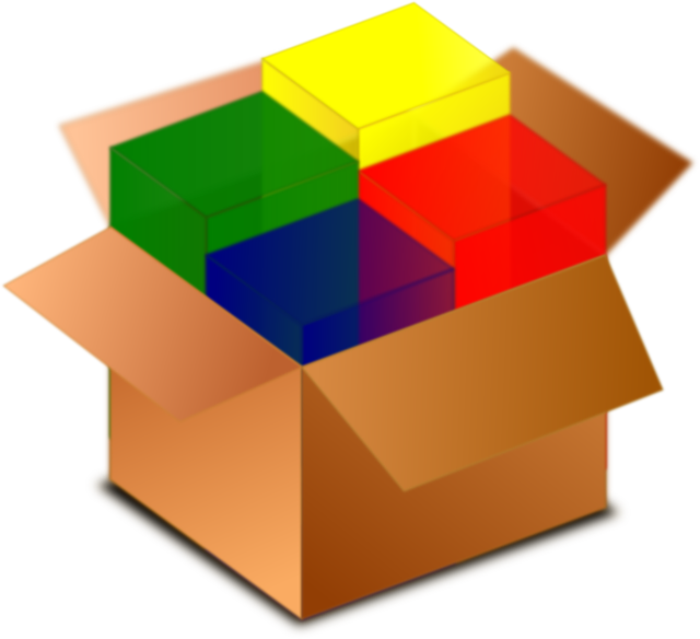 Colorful Cubesin Cardboard Box PNG