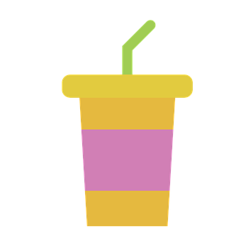 Colorful Cup With Straw Vector PNG