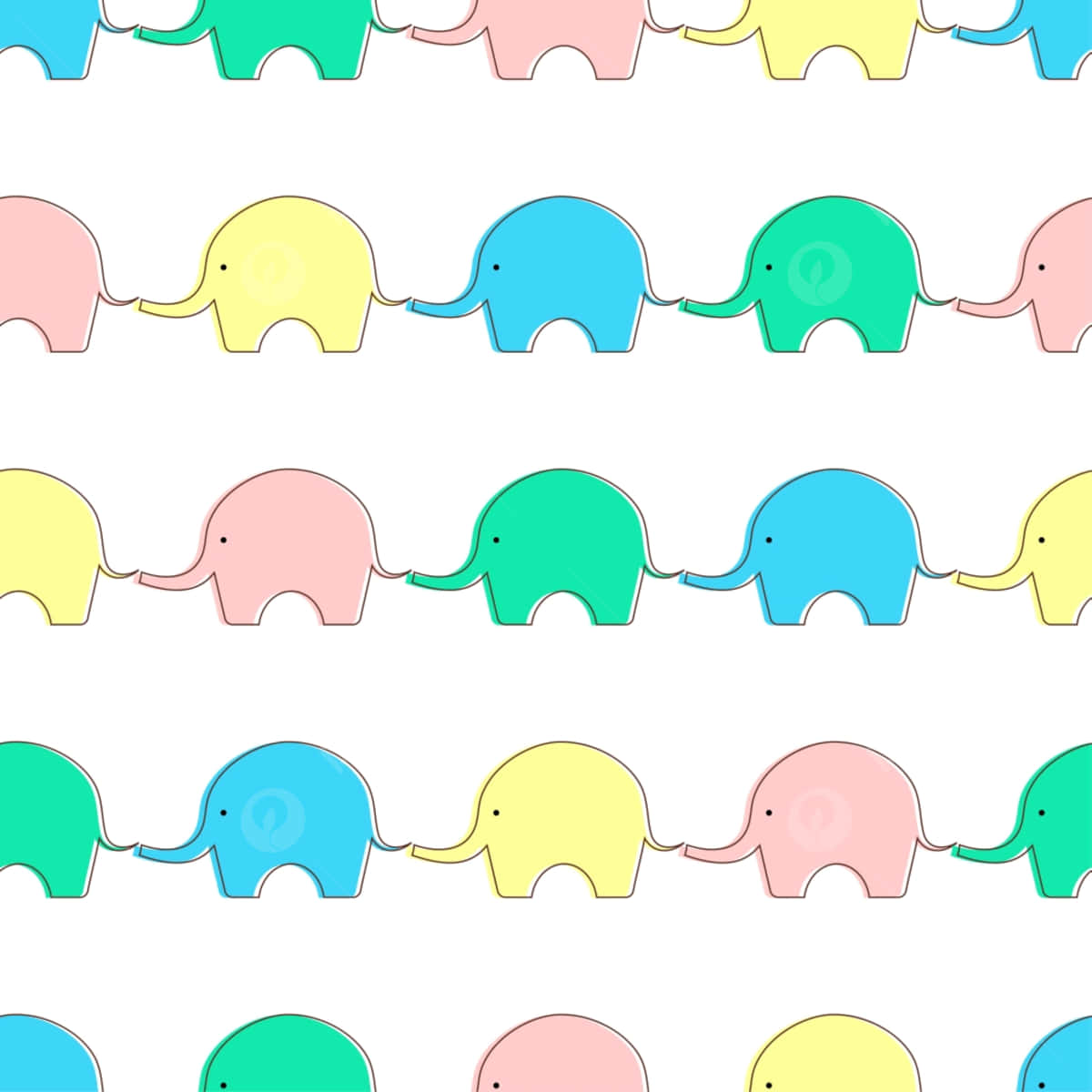 Colorful Journey of a Cute Elephant Wallpaper