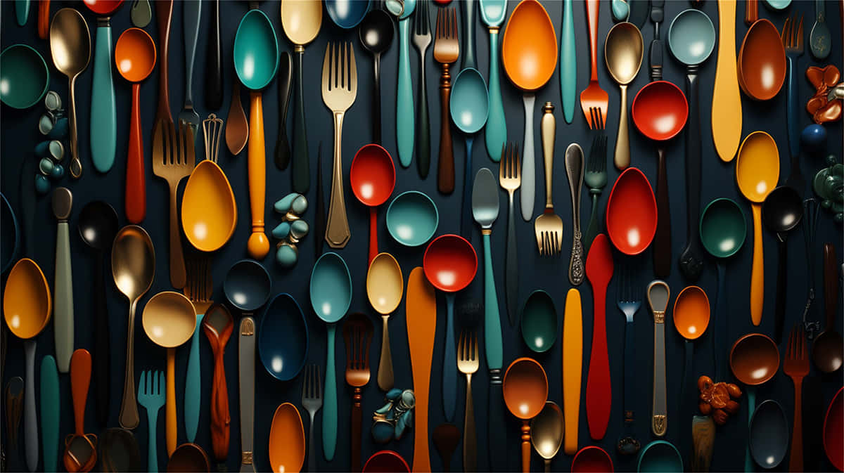 Colorful Cutlery Collection Wallpaper