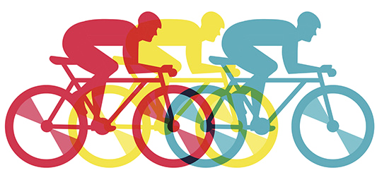 Colorful Cyclists Racing Graphic PNG