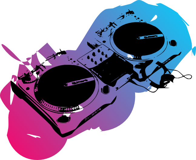 Colorful D J Turntable Graphic PNG