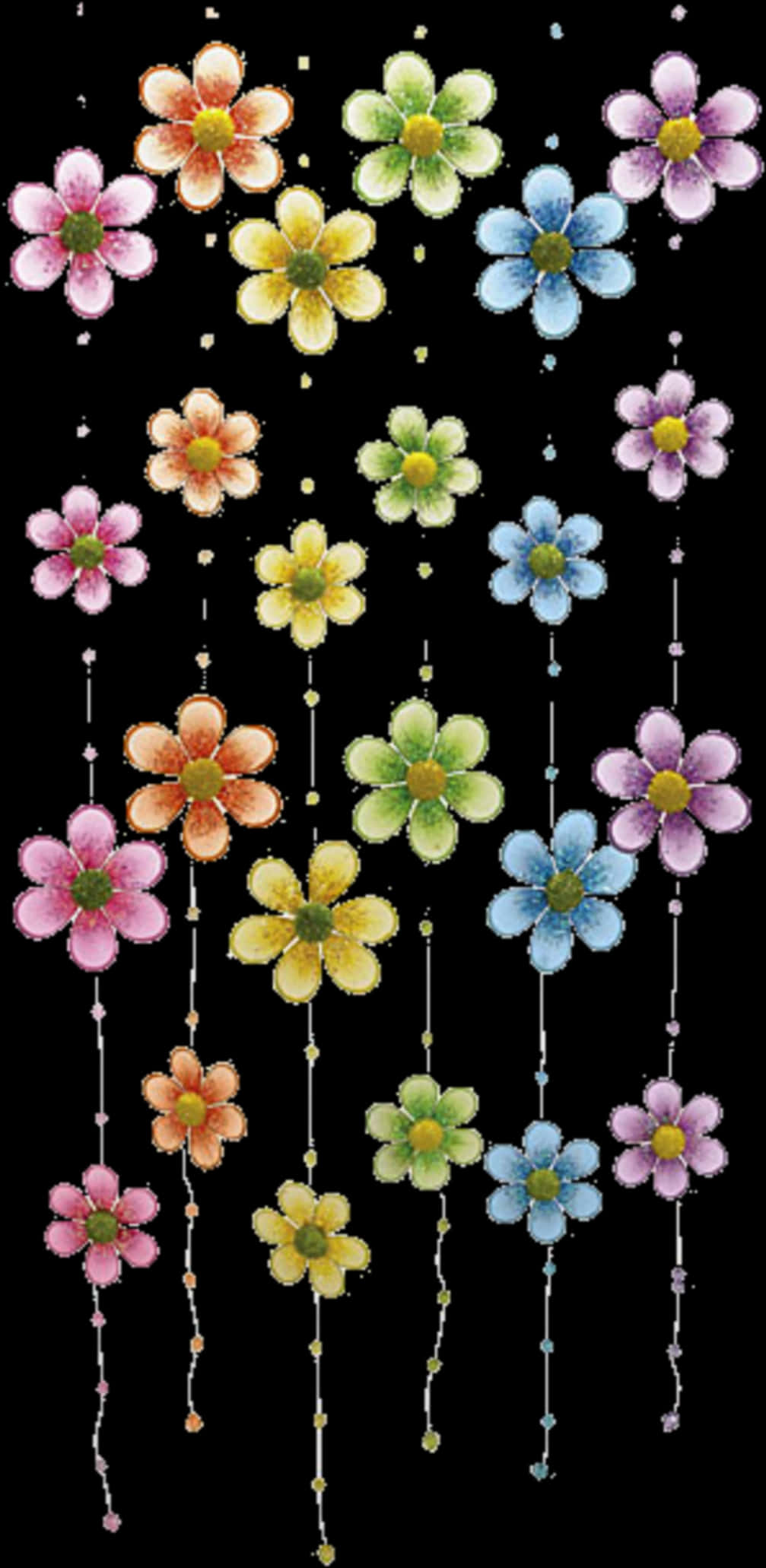 Colorful Daisy Chain Pattern PNG
