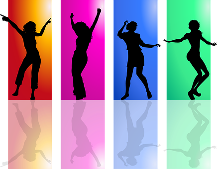 Colorful Dance Silhouettes PNG