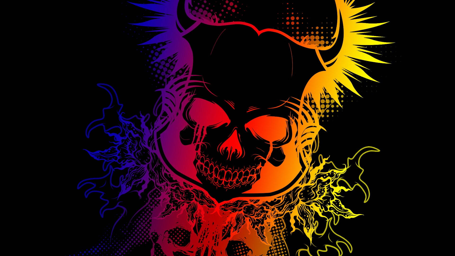 Colorful Dark Devil Skull Artwork Wallpaper