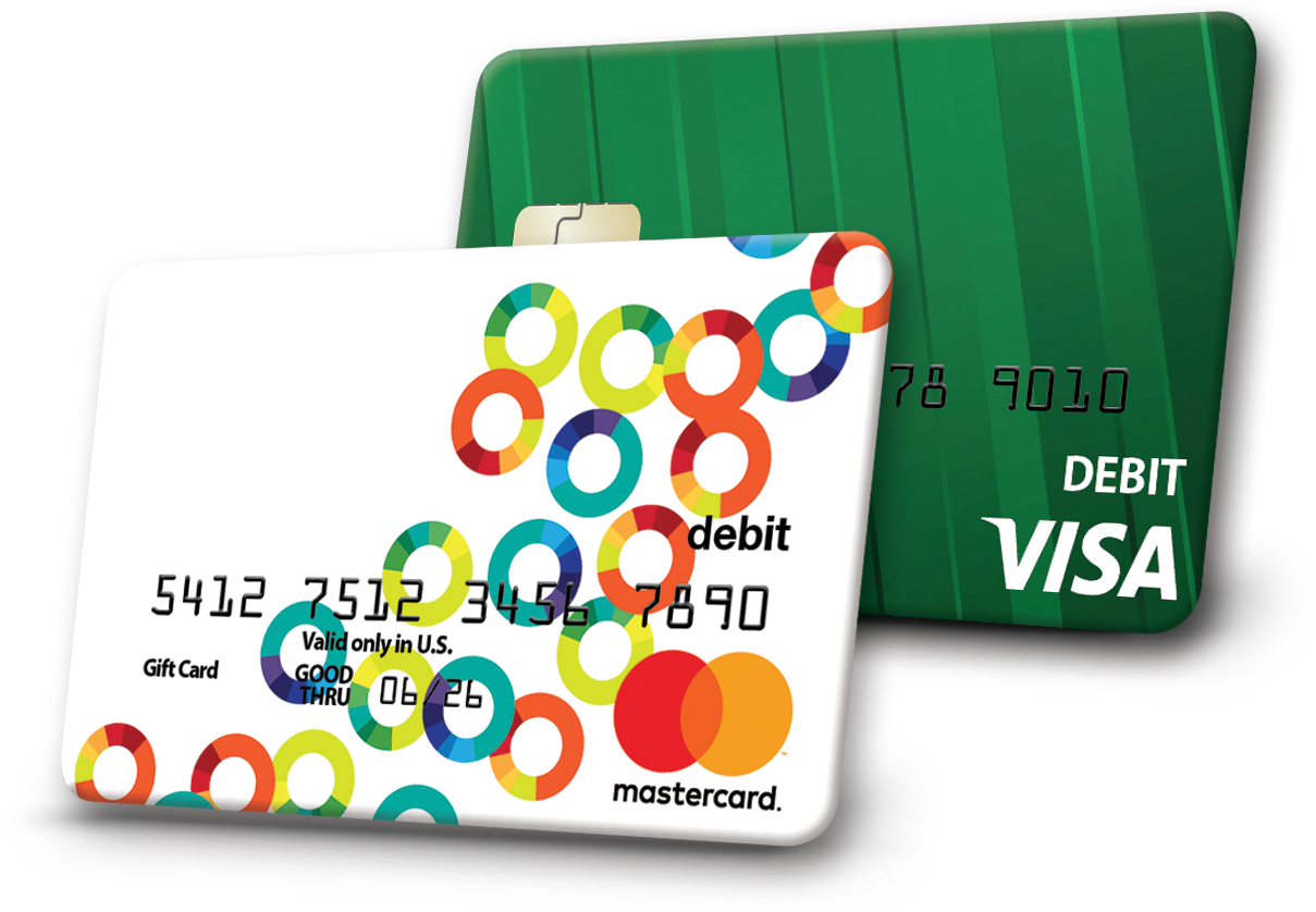 Colorful Debitand Gift Cards PNG