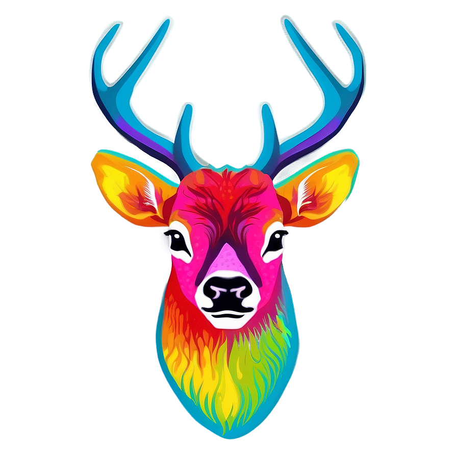 Colorful Deer Head Pop Art Png 06212024 PNG