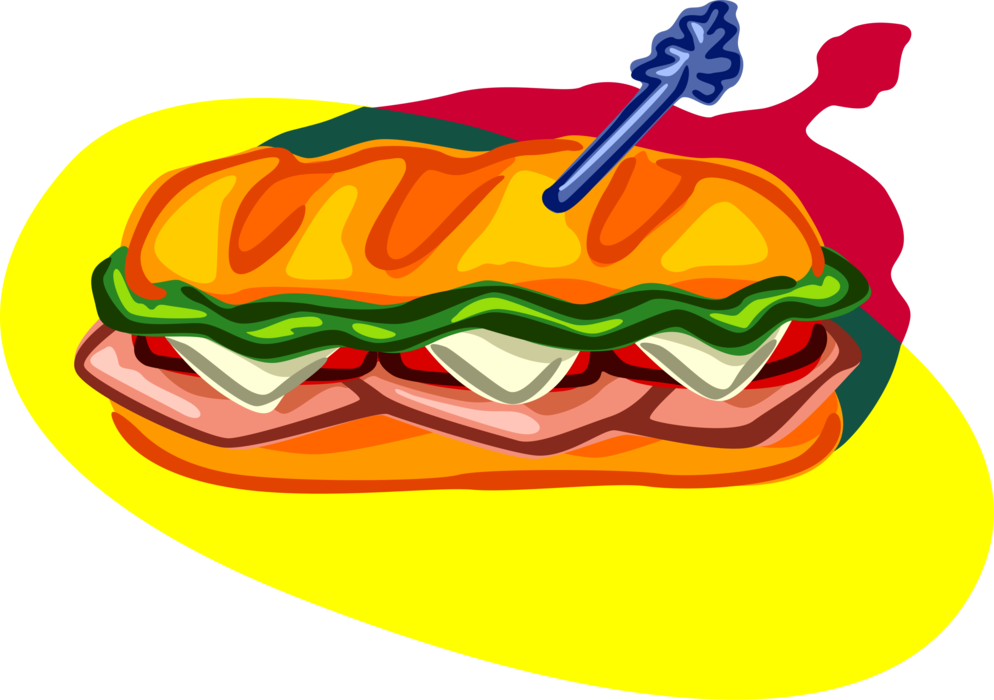 Colorful Deli Sandwich Illustration PNG