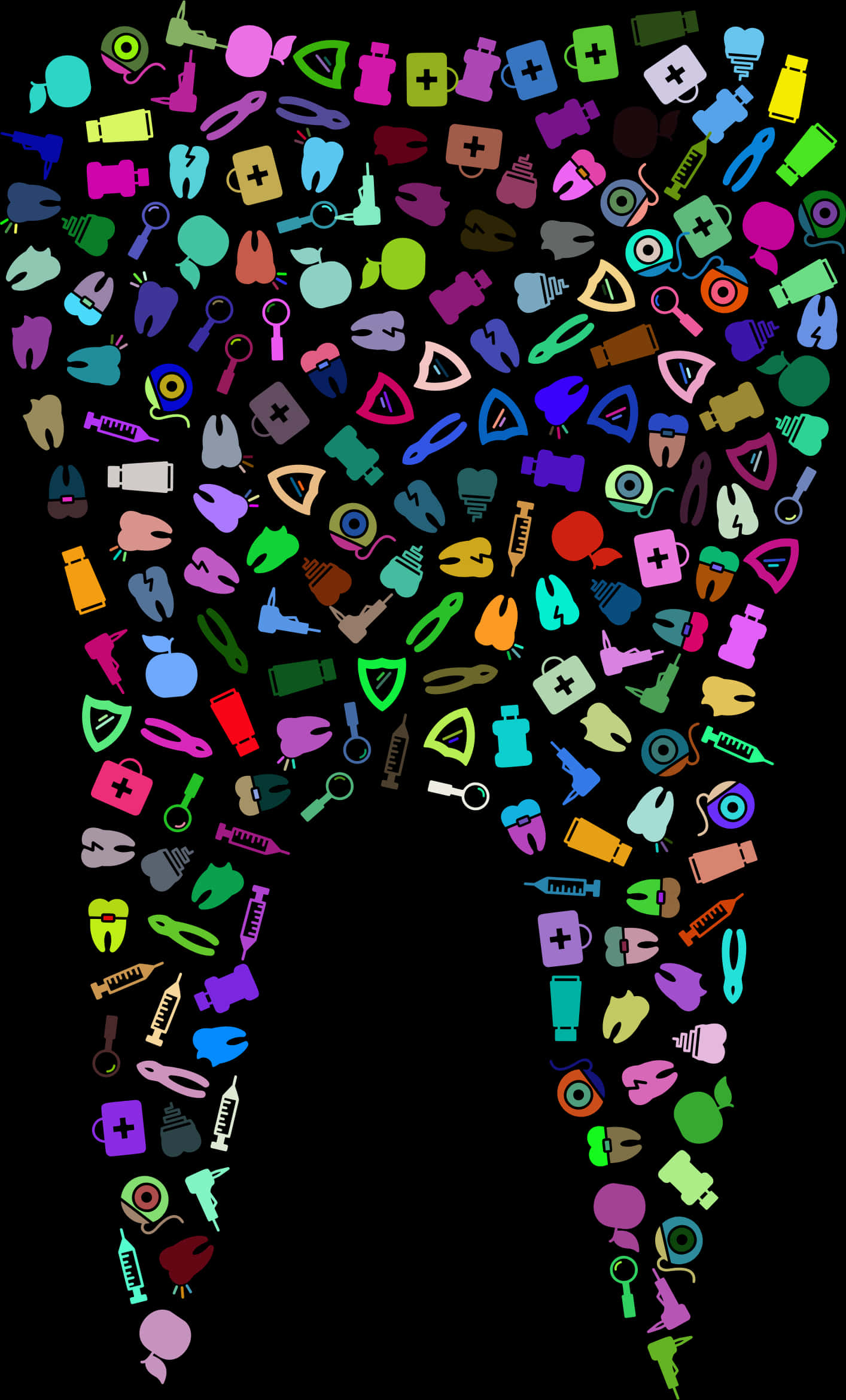 Colorful Dental Icons Tooth Shape PNG
