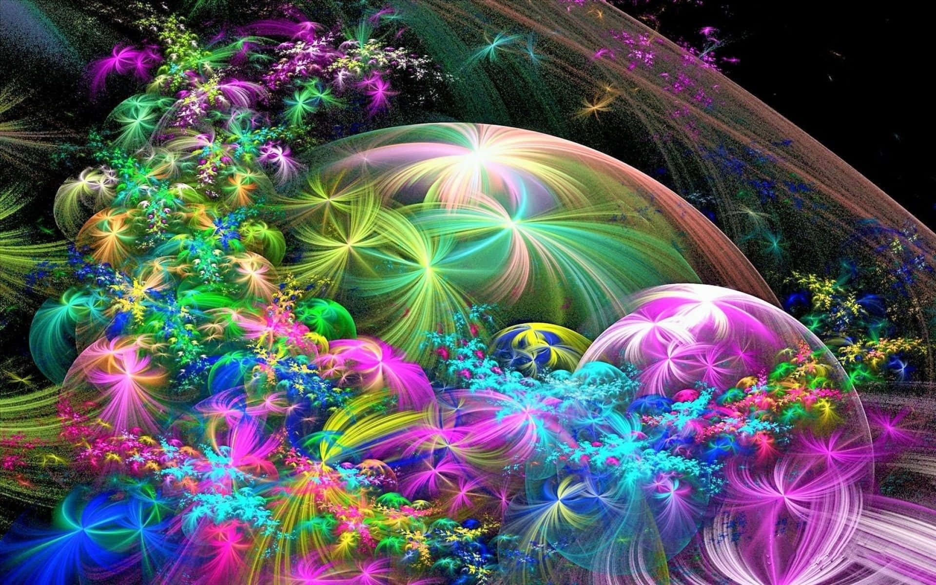 Enfärgglad Digital Konst Med Färgglada Blommor Wallpaper