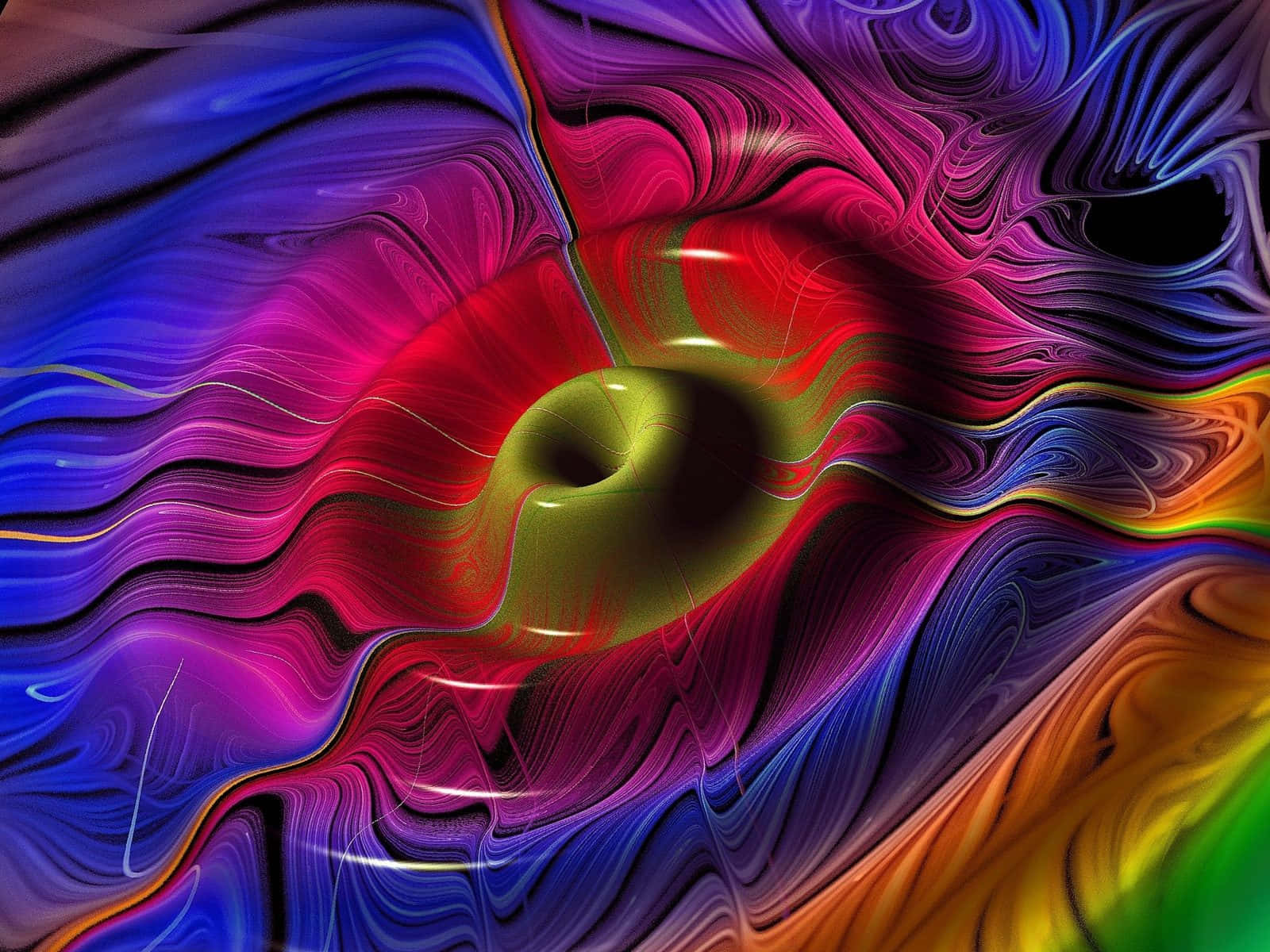 En farverig øje med swirls og swirls af blå Wallpaper